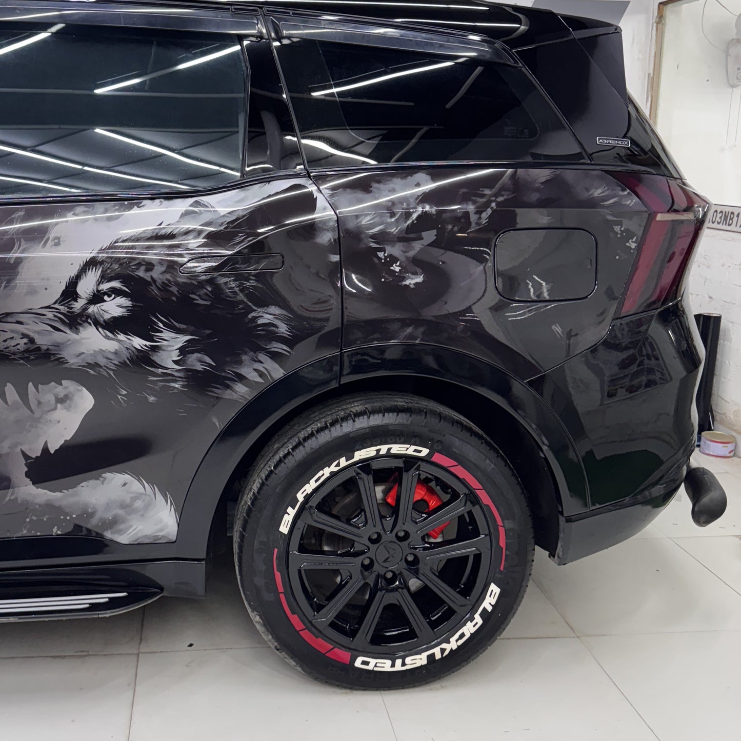 Motorik Blacklisted(W) with G Strips(R) Car Tyre Stickers - for 15 to 20-Inch Wheels (Set for 4 Wheels)
