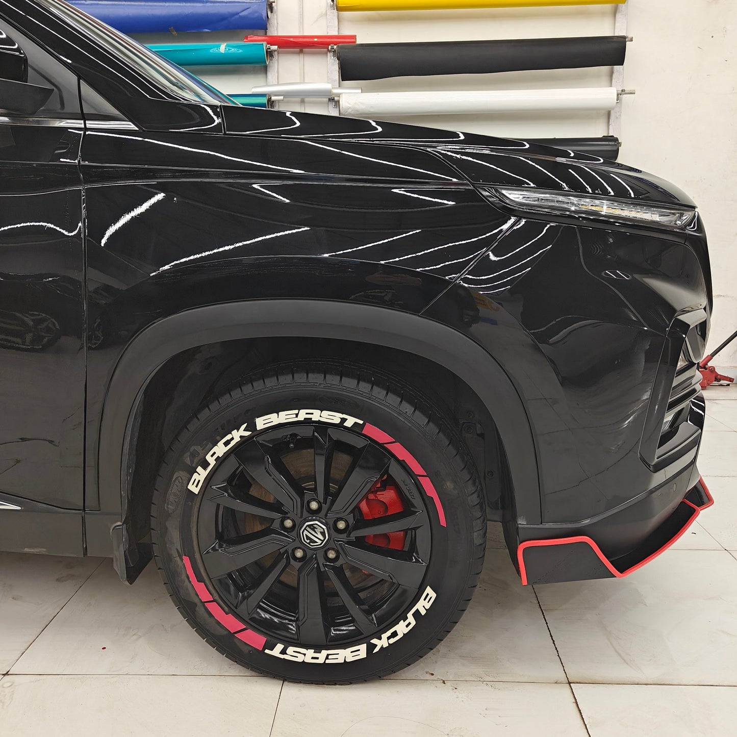 Motorik METAL BUMPER PROTECTORS | Fit For MG Hector | 5Pcs Red ( front + Rear )