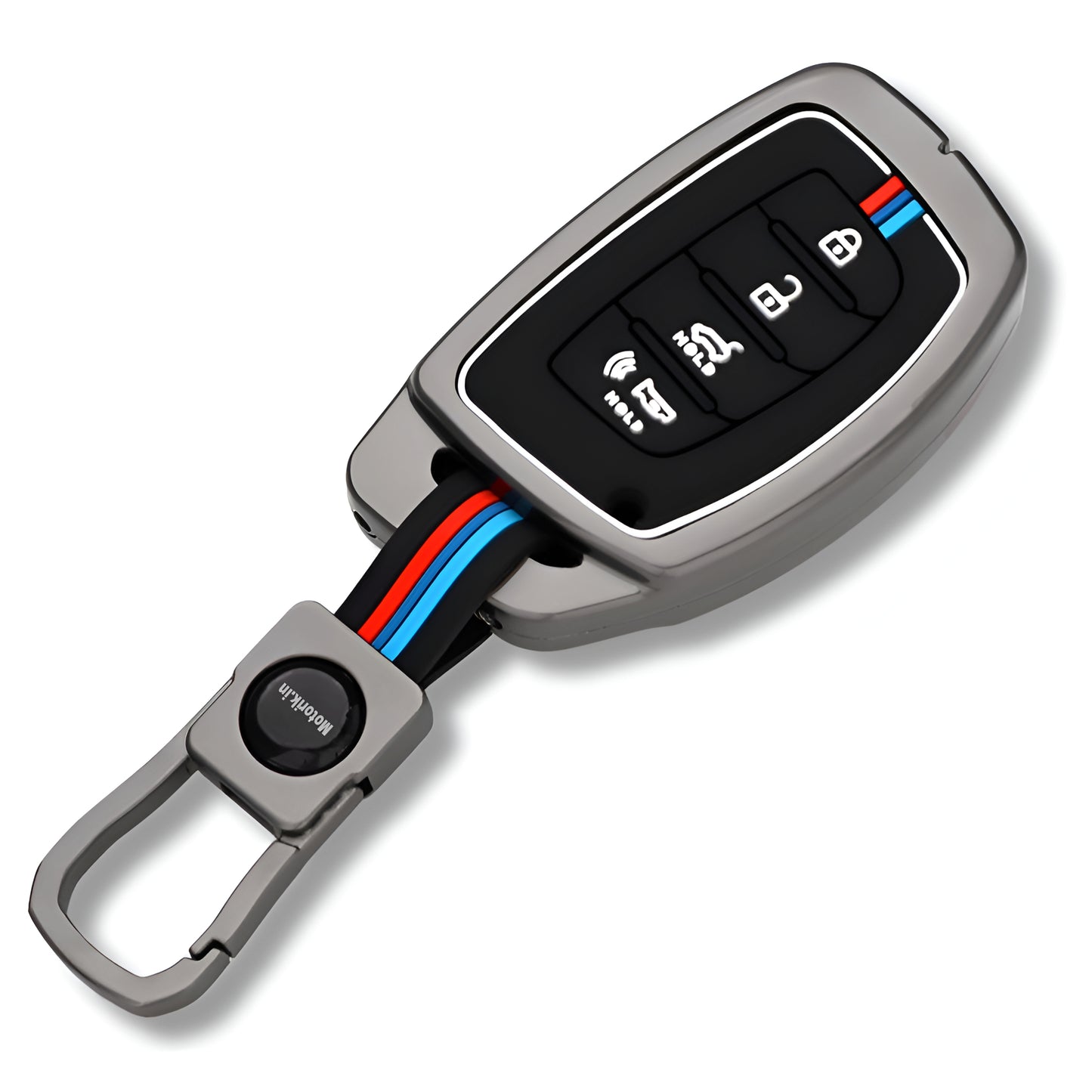 Motorik Metal Key Cover Compatible with Hyundai Creta, Venue, i20 Tucson, Elantra 4 Button Smart Key