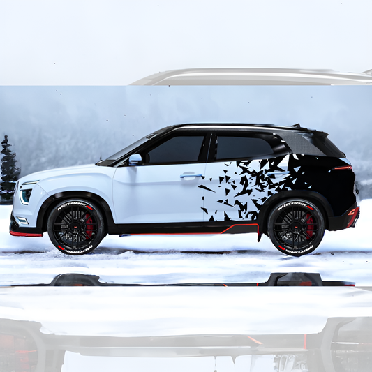 MOTORIK Particle Distortion Side Car Graphics Compatible with All Cars (Both Side)