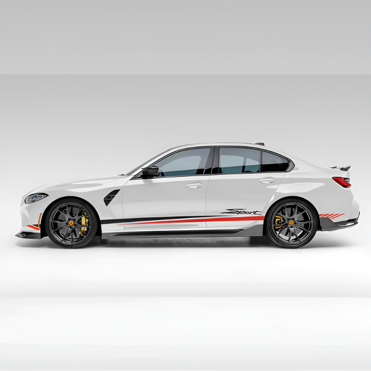 Motorik Red & Black Stripe Minimalist Graphic for Sedan Cars (Both Side)