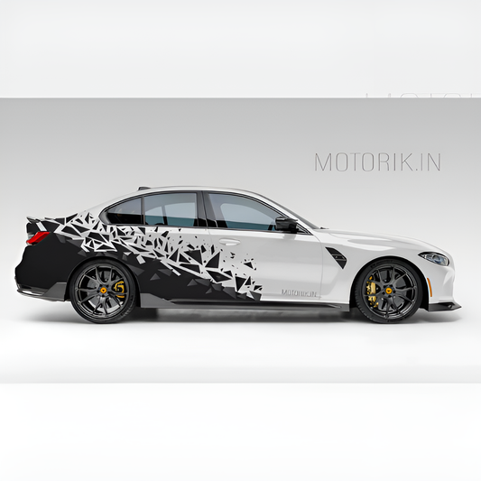 Motorik Black Dispersed Elements Side Graphics – for Sedans Cars (Both Side)