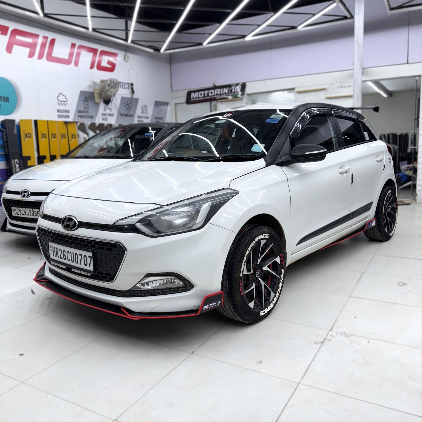 Motorik Metal Bumper Protectors | Fit for All Hyundai i20 cars All Models | 5pcs Red