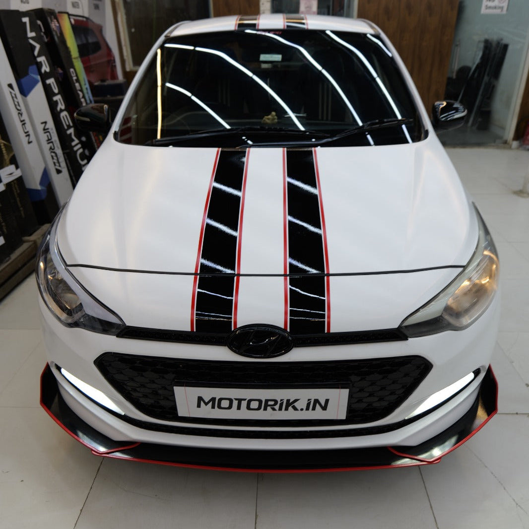 Motorik Metal Bumper Protectors | Fit for All Hyundai i20 cars All Models | 5pcs Red