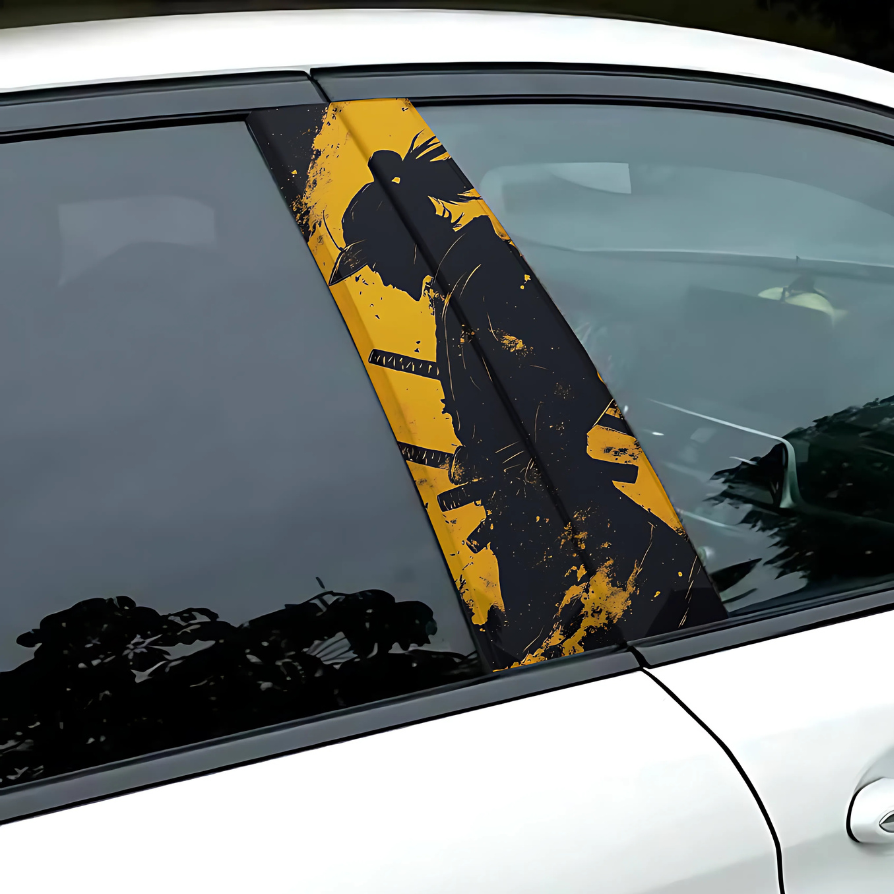 MOTORIK B- PILLAR GRAPHICS ( YELLOW NINJA ) With Life Time Colour Fading Warranty