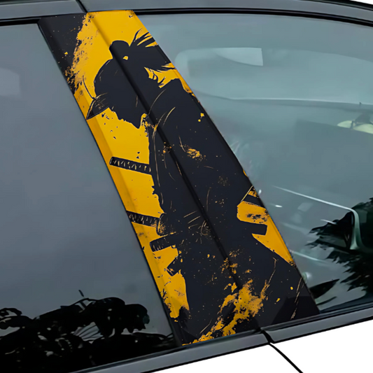 MOTORIK B- PILLAR GRAPHICS ( YELLOW NINJA ) With Life Time Colour Fading Warranty