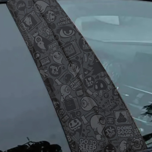 B-pillar car graphics featuring unique designs and patterns for a stylish automotive look