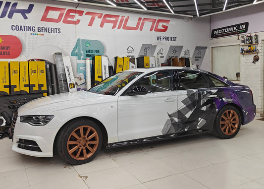 Customized Sedan Car Side and Rear Graphics Decals by Motorik Detailing for a Distinctive Look