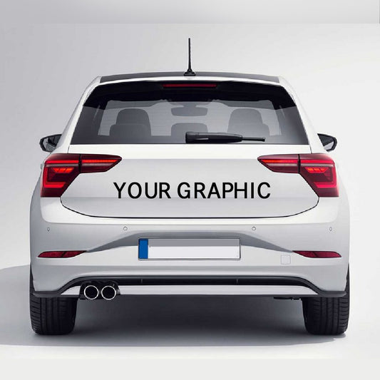White car displaying custom car graphics design for personalization and style