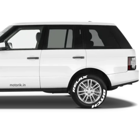 Custom car tire stickers on a white SUV for personalized vehicle styling