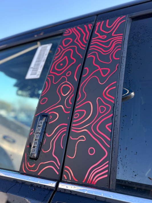 Motorik Tropical Theme (Red) B-Pillar Car Graphics Compatible for all cars (Both Sides)