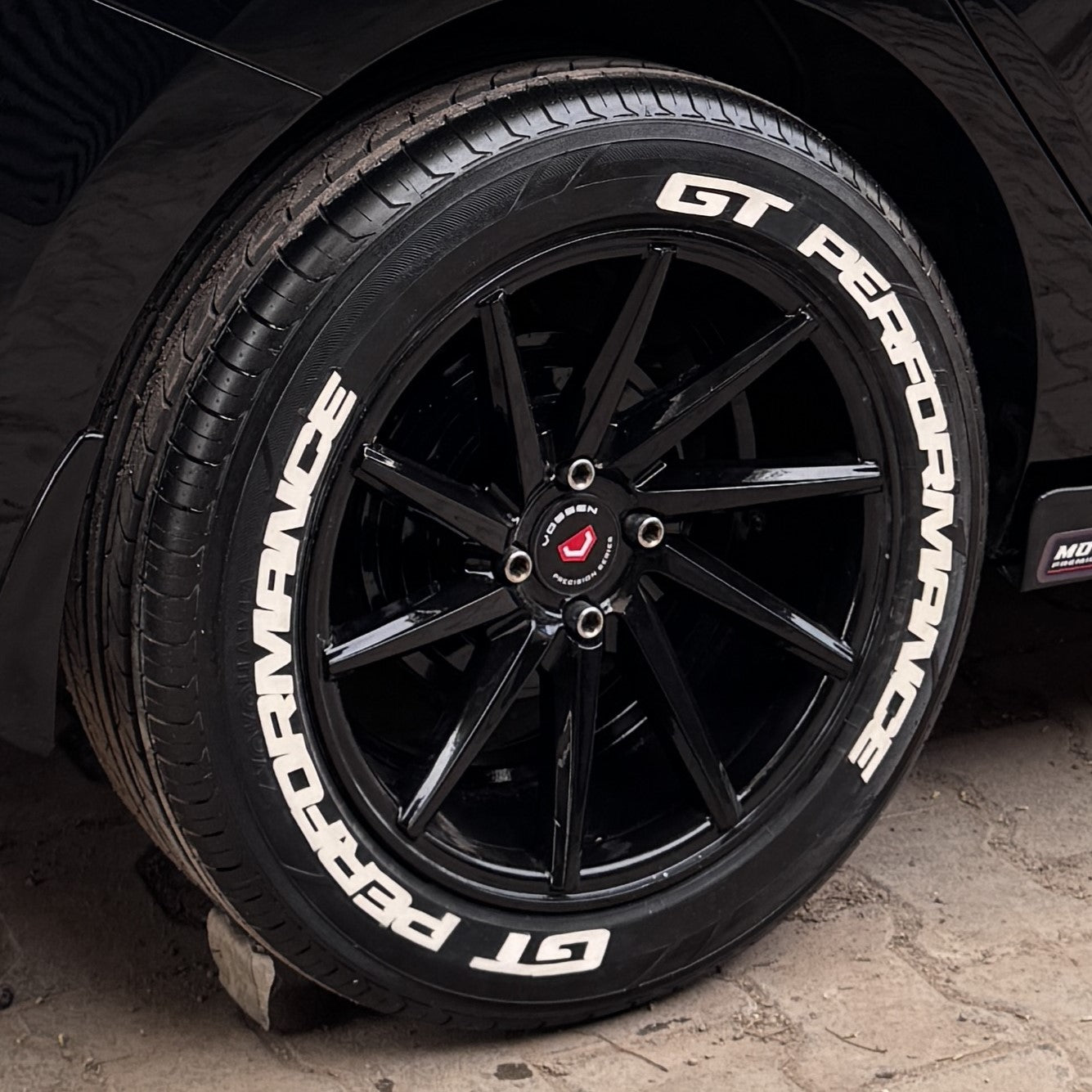 MOTORIK GT Performance (W) 3D Rubber Tire Stickers – Fits 14–21 Inch Wheels (Set of 4)