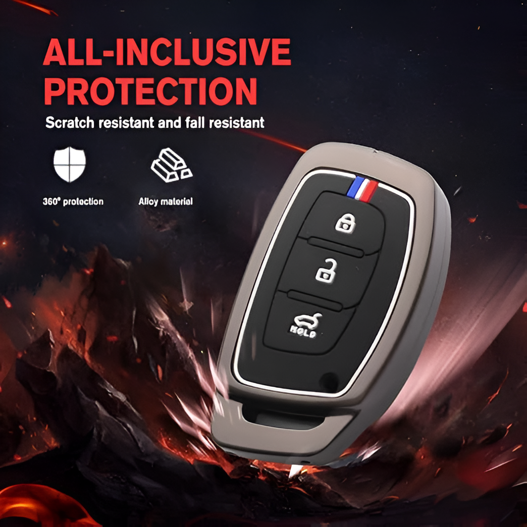 Hyundai 3-Button smart key cover black with 360 protection and scratch-resistant materials