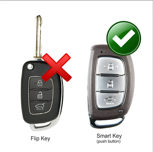 Comparison of Hyundai 3-Button smart key cover black with flip key for vehicle security
