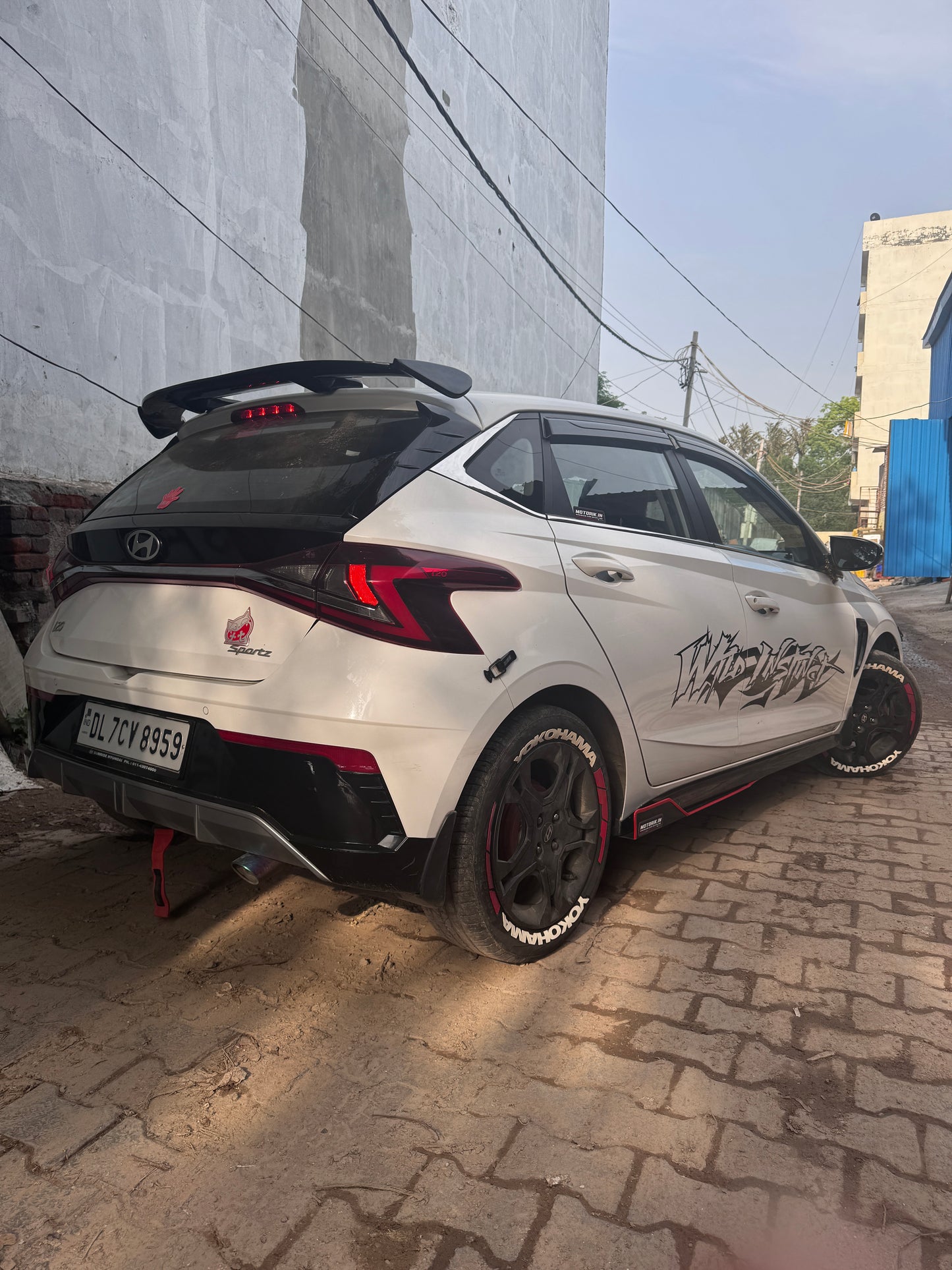 Motorik Metal Bumper Protectors | Fit for All Hyundai i20 cars All Models | 5pcs Red