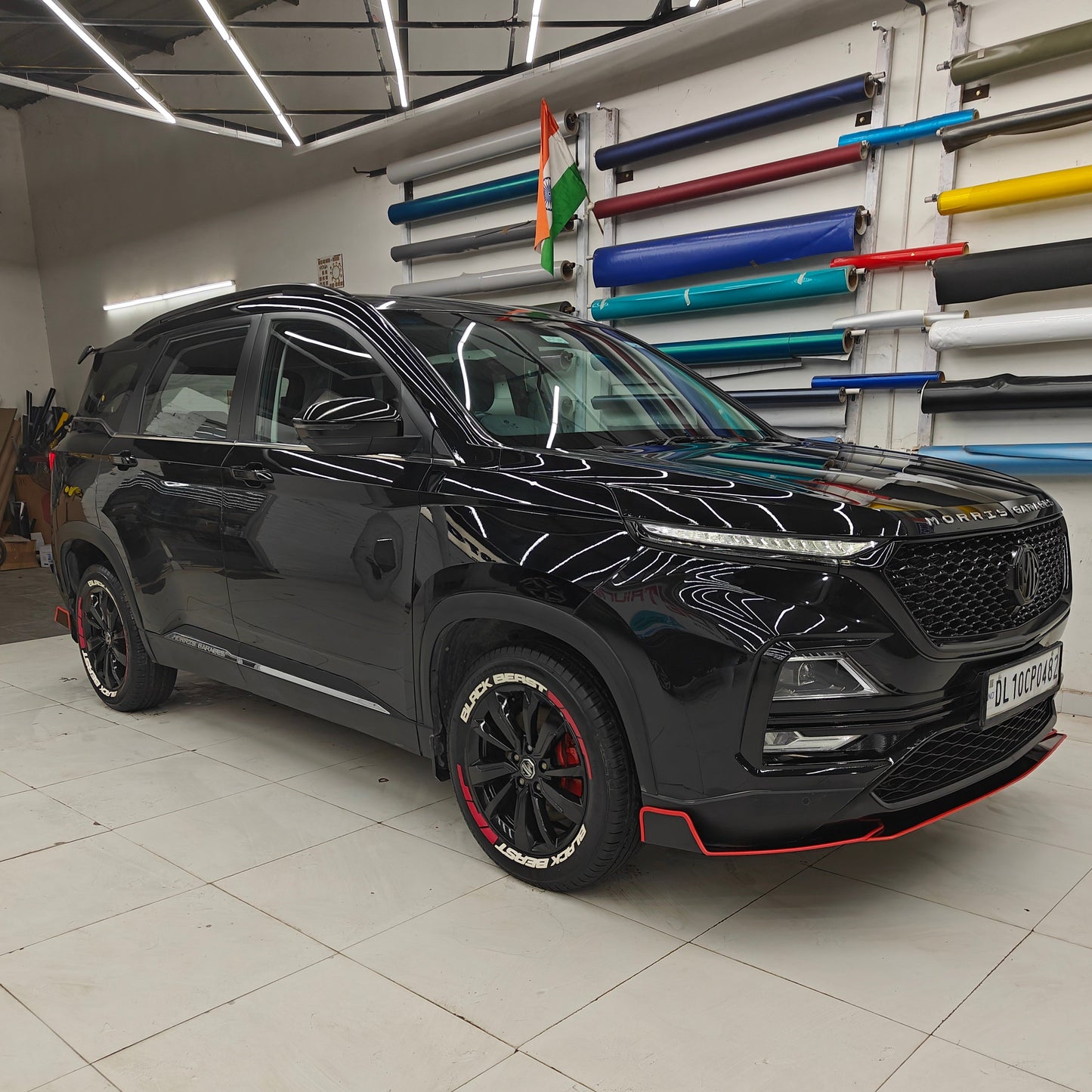 Motorik METAL BUMPER PROTECTORS | Fit For MG Hector | 5Pcs Red ( front + Rear )