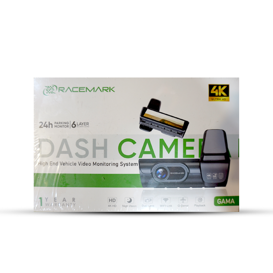 Universal Car Accessories box featuring a 4K dual lens dash cam with HD video monitoring system