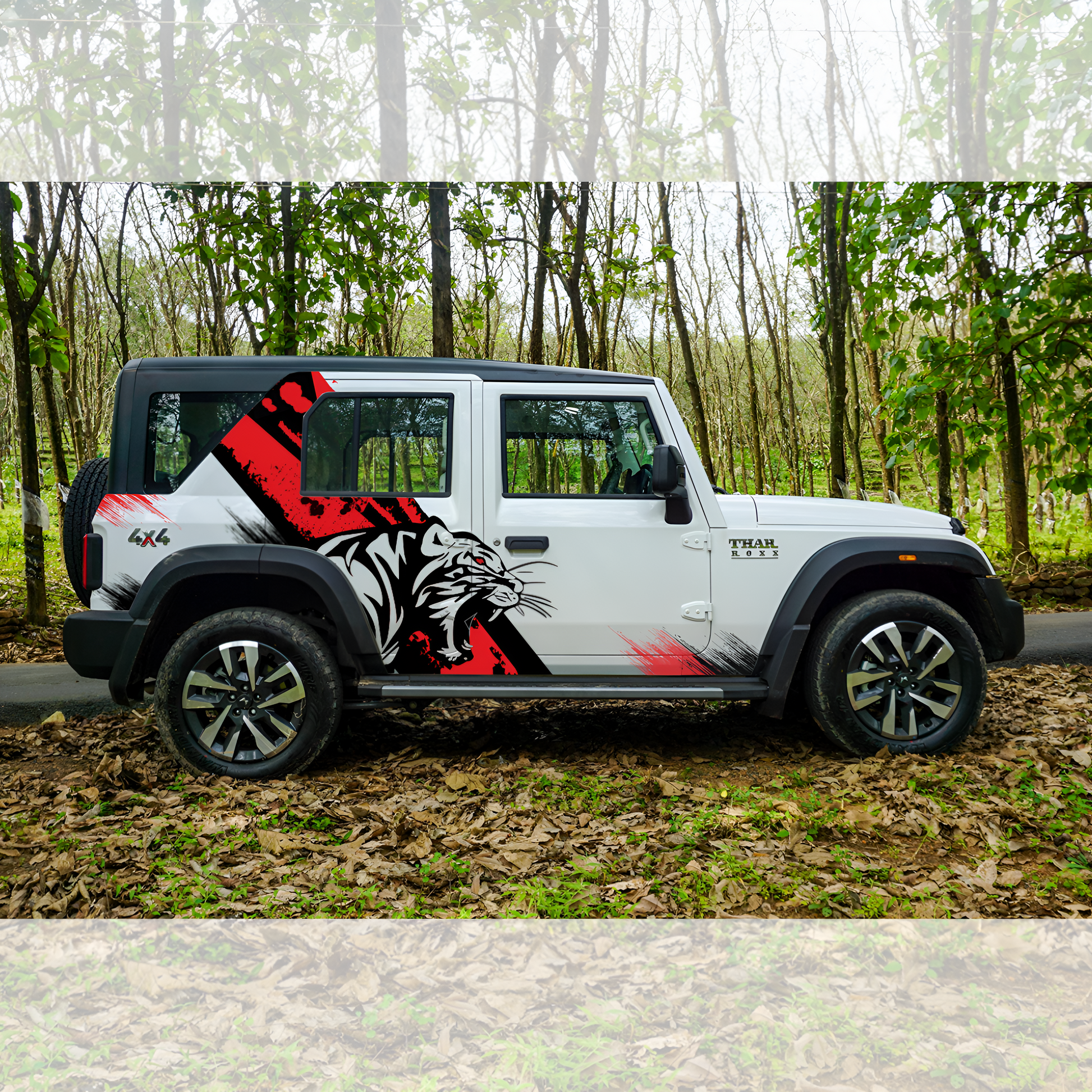 Stylish SUV with Roaring Lion car decals, showcasing fierce design and attention to detail