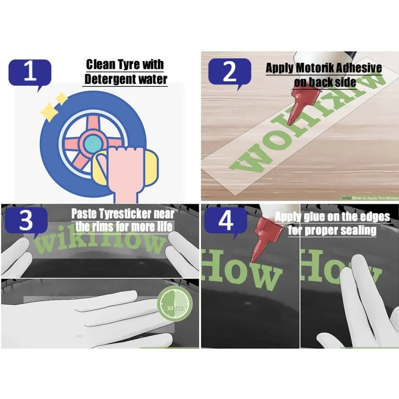 Step-by-step guide for applying rubber wheel stickers 15-20 inch on tires with adhesive application