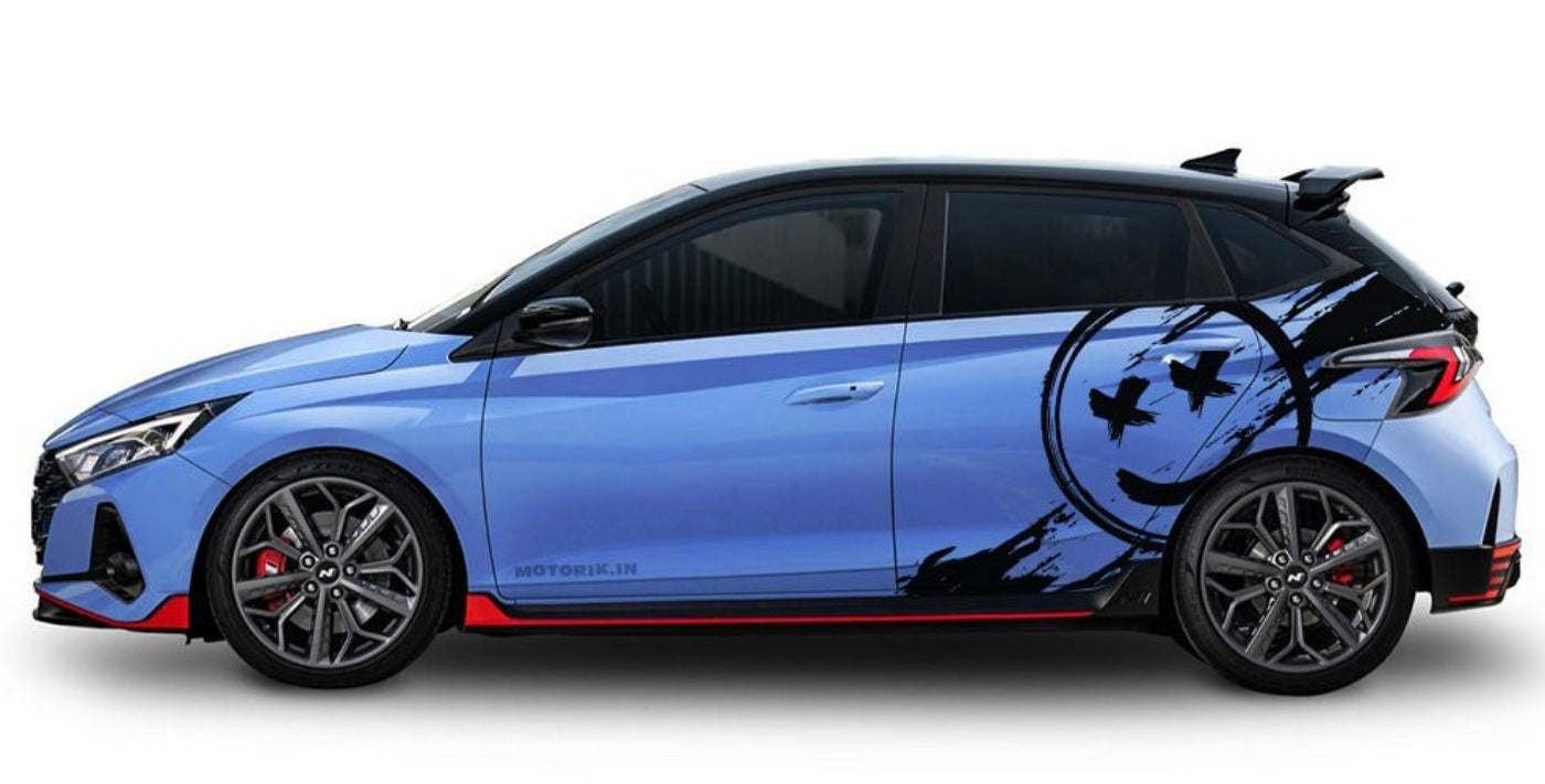 Stylish hatchback car side with smile car Graphic design for a unique look and personality